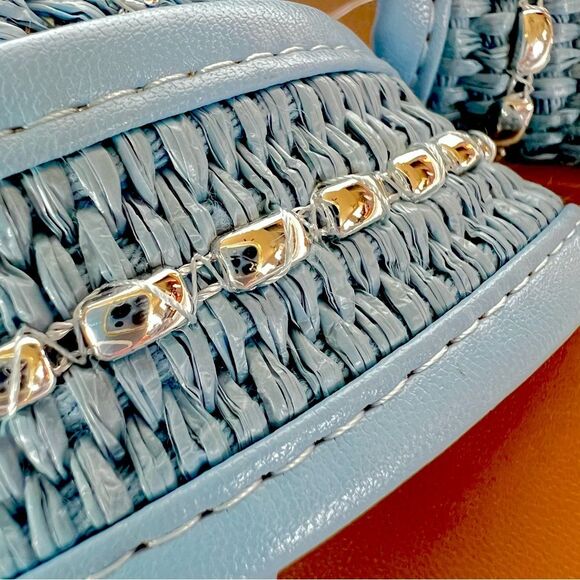 Toscanella Italian Sky Blue Embellished Boho Comfort Slide Sandals SZ 8.5 - Picture 9 of 13